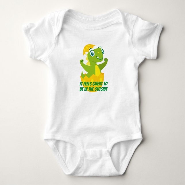 Para Bebê Body de malha infantil Dino Chick Baby (Frente)