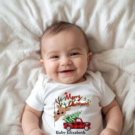 Para Bebê Body de Natal Personalizado Rudolph