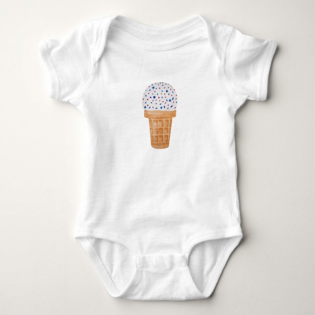 Para Bebê Body de Sorvete Americano | Estilo 4 de Julho (Frente)