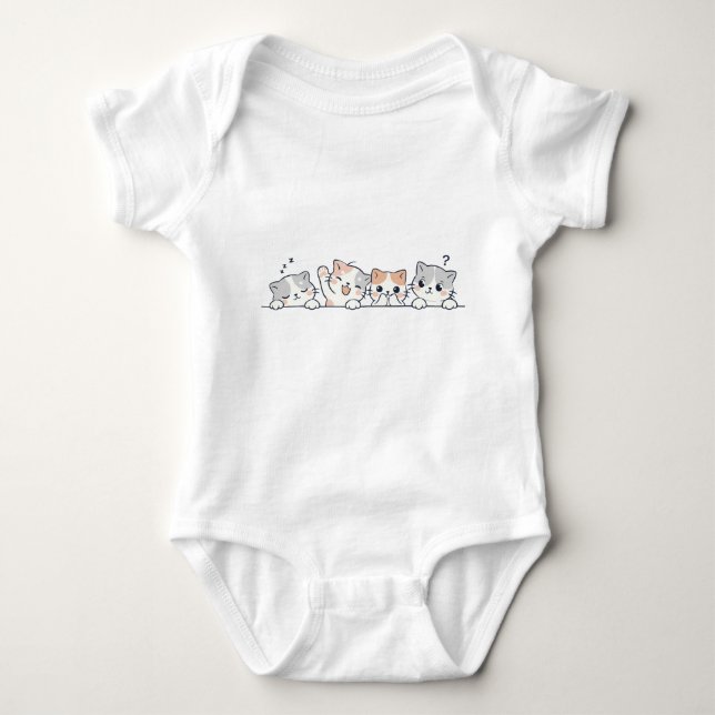 Para Bebê Body Infantil Amigos de Gato Fofo (Frente)