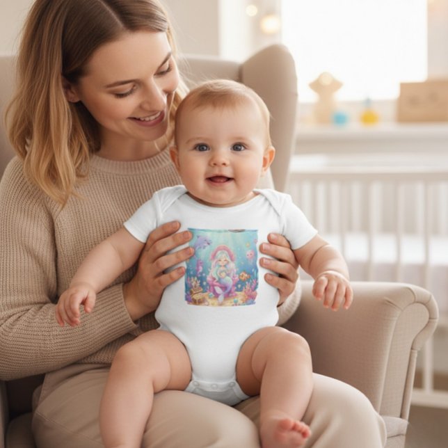 Para Bebê Body Infantil de Sereia de Aquarela Fofo Debaixo d (Criador carregado)