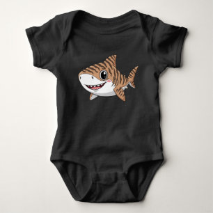 Para Bebê Body Infantil de Tubarão-Tigre de Desenho Animado 