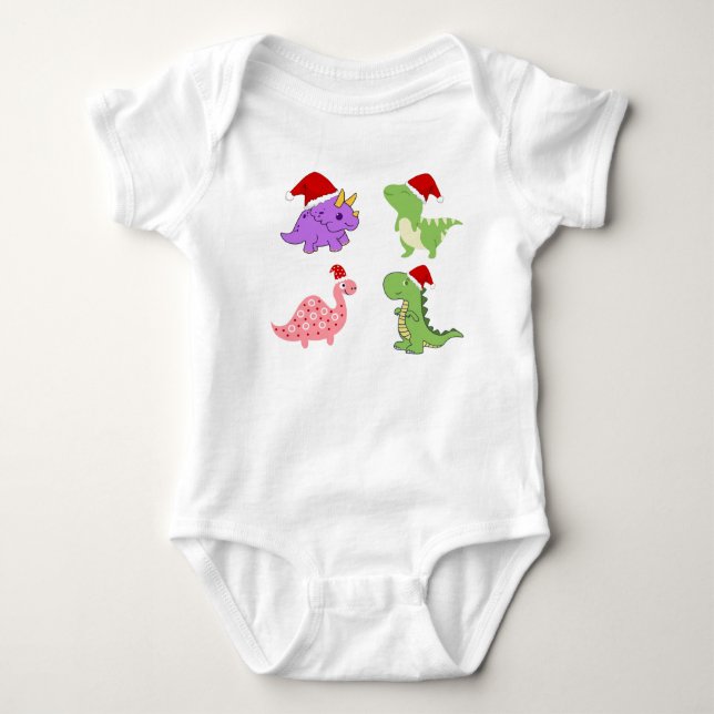 Para Bebê Body Infantil Dinossauros Natal Fofo (Frente)