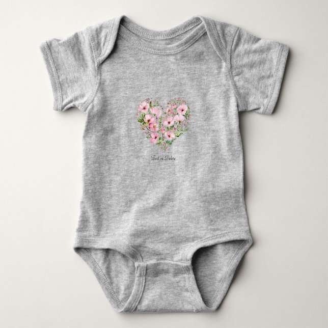 Para Bebê Body Infantil Floral Coração Rosa (Frente)