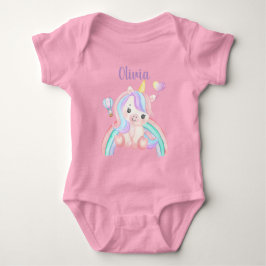 Para Bebê Body Infantil Personalizado de Unicórnio - Nome e