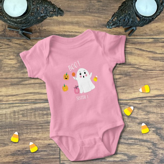 Para Bebê Body Infantil Rosa Irmãzinha Fantasma Fofa (Criador carregado)