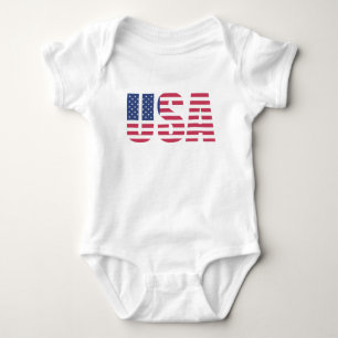 Para Bebê Body Infantil Tipografia da Bandeira dos EUA - Pat