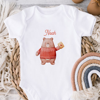 Para Bebê Body Personalizado de Urso de Pelúcia com Amor Le