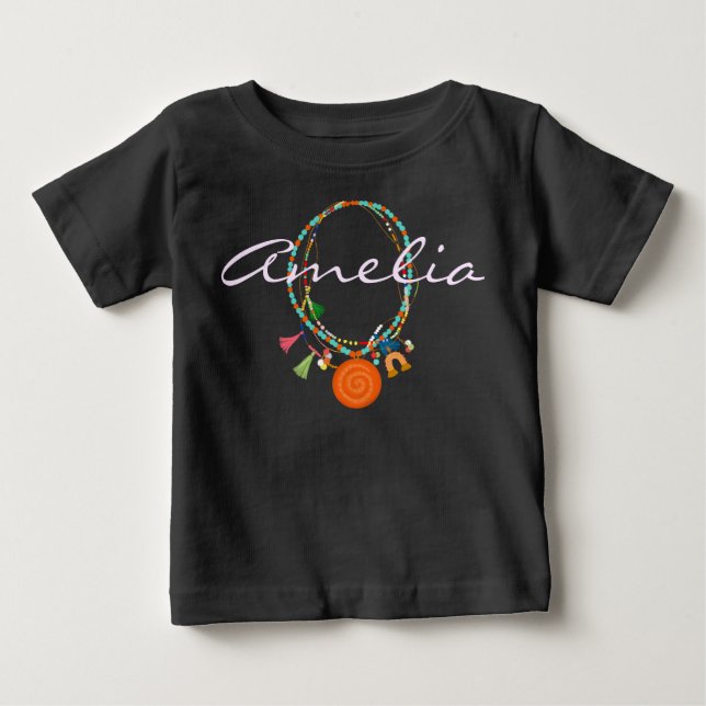 Para Bebê Boho jewelry vestida com camiseta de cima de menin (Frente)