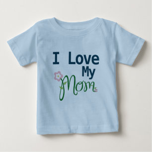 Para Bebê Bonito Eu Amo Minha Mãe Menino Azul Camiseta Azul