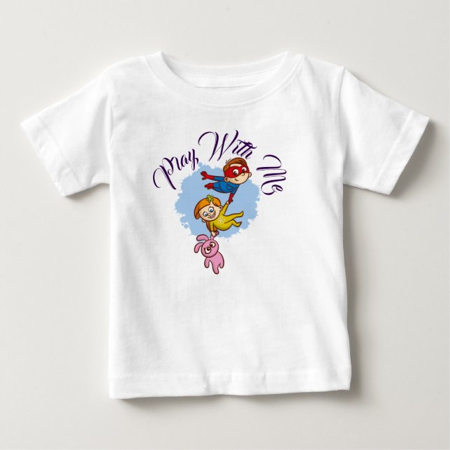 Para Bebê "Brinque Comigo" Camiseta Infantil com Crianças Br (Frente)
