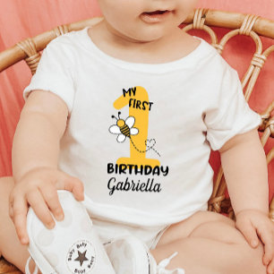 Para Bebê Bumble Bee Minha Primeira Camiseta De Aniversário