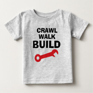 Para Bebê Caminhar Rastejar Construir camiseta engraçada par