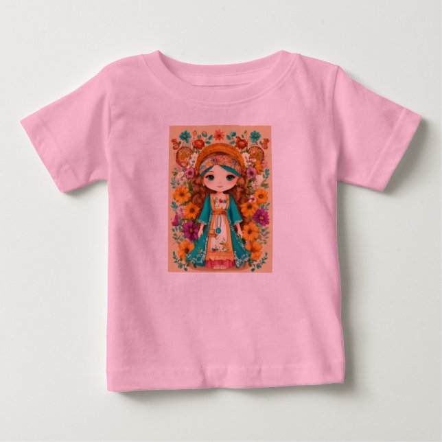 Para Bebê Camiseta Adorável De Boneca: Pequenos Toques, Gran (Frente)