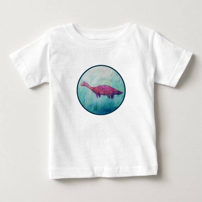Para Bebê Camiseta Adorável do Plesiossauro Roxo (Frente)