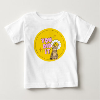 Para Bebê camiseta amarela fofa retrô e desenhos de gato