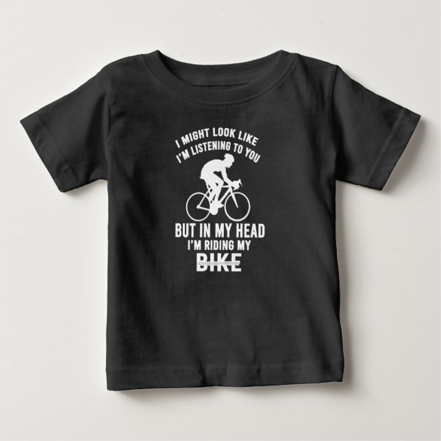 Para Bebê Camiseta Andando de bicicleta na minha cabeça (Frente)