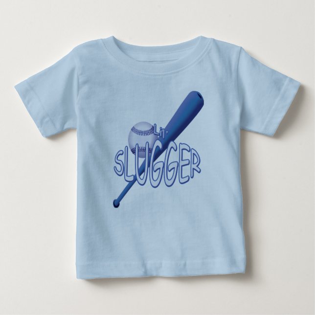 Para Bebê Camiseta Azul Da Lil-Baseball (Frente)
