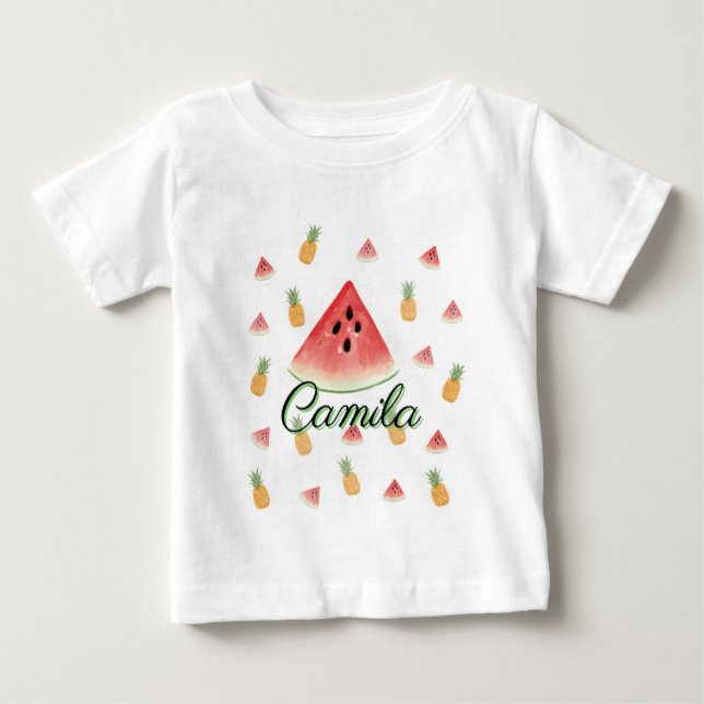 Para Bebê Camiseta "Babero Dulce Tropical - Sandía & Piña"  (Frente)