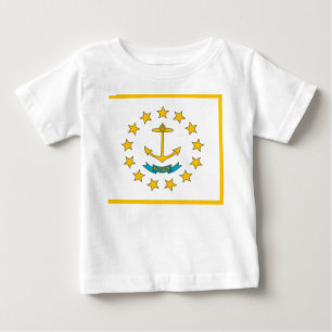 Para Bebê Camiseta Baby T Shirt com Bandeira de Rhode Island