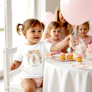 Para Bebê Camiseta Bailarina Bunny Rose Arch Menina de Anive