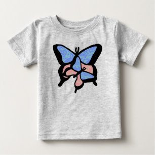 Para Bebê Camiseta Bebê/Infantil Borboletas Azuis e Rosas