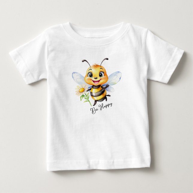 Para Bebê Camiseta Bee Happy (Frente)
