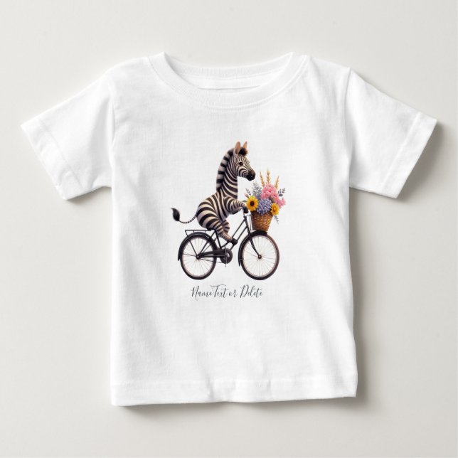 Para Bebê Camiseta Bicicleta Bicicleta Zebra (Frente)