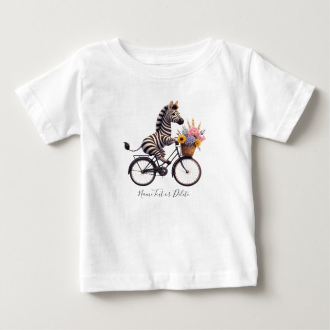 Para Bebê Camiseta Bicicleta Zebra Bicicleta (Frente)
