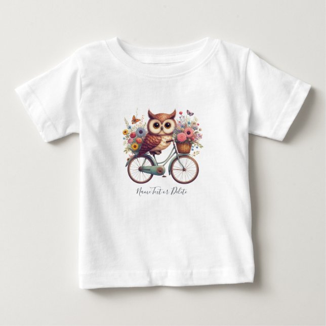 Para Bebê Camiseta Bicycle Owl Bicicleta (Frente)