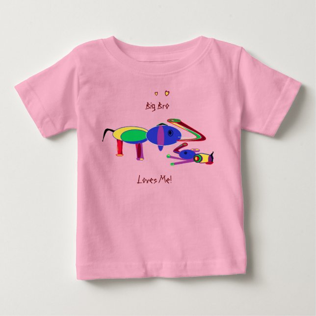 Para Bebê Camiseta Big Bro luvs me Baby (Frente)