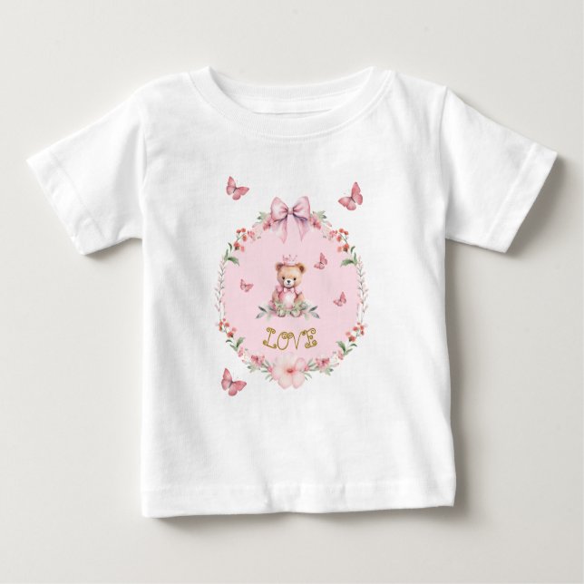 Para Bebê Camiseta Blooms & Butterflies  (Frente)