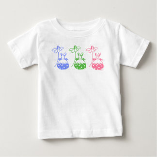 Para Bebê Camiseta Blue,Pink e Green Daisy Bunny