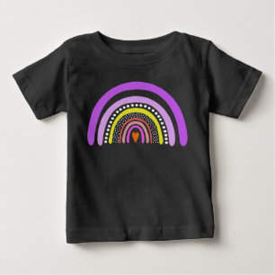 Para Bebê Camiseta Boho Doodle Coração Arco-Íris