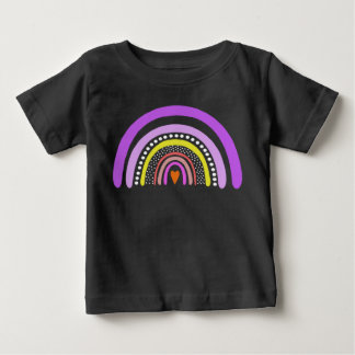 Para Bebê Camiseta Boho Doodle Coração Arco-Íris