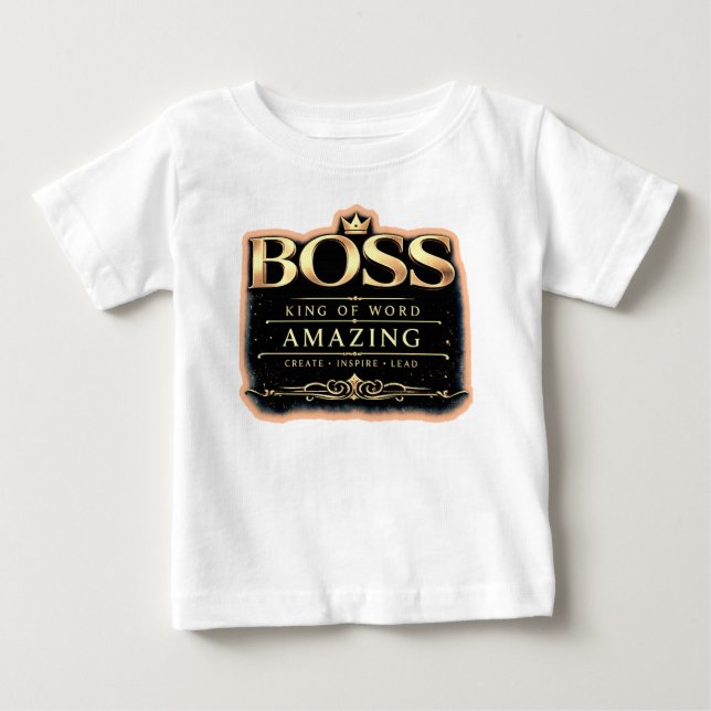Para Bebê Camiseta Boss King Gold Typography | Premium (Frente)