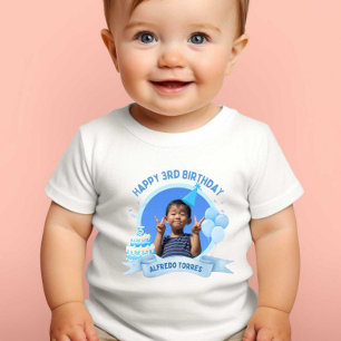Para Bebê Camiseta Branca aniversário de 3 anos Impressão mo