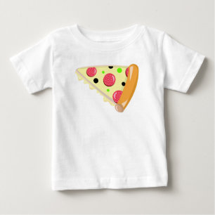 Para Bebê Camiseta Branca do Dia dos Pais com Fatia de Pizza