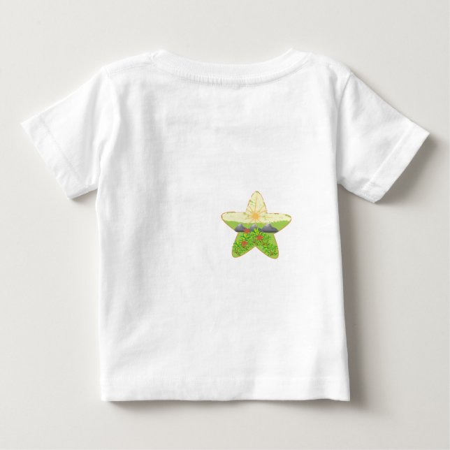 Para Bebê camiseta branca impressa com a natureza (Verso)