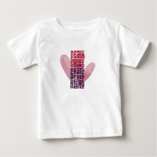 Para Bebê Camiseta Branca Manga Curta com Desenho de Coração
