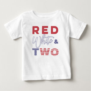 Para Bebê Camiseta branca vermelha e dois segundos aniversá