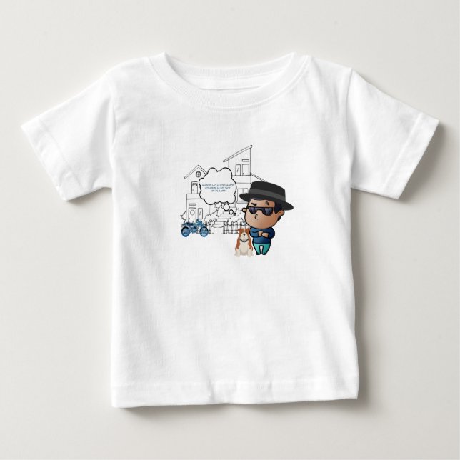 Para Bebê Camiseta Buddy um menino e seu cachorro (Frente)