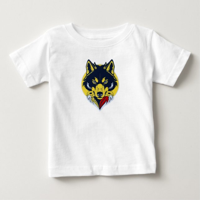 Para Bebê Camiseta Cabeça de Lobo Feroz  (Frente)