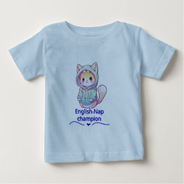 Para Bebê Camiseta Campeã de Soneca de Gato Fofa Também