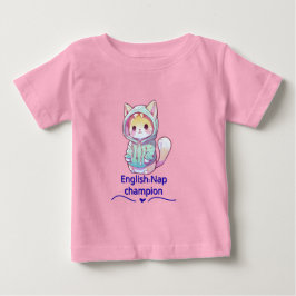 Para Bebê Camiseta Campeã de Soneca Fofa Gato Também