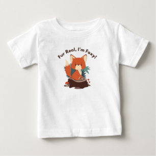 Para Bebê Camiseta Cartoon Fox Kids "Fur Real, I'm Foxy" Fof