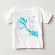 Camiseta cauda de peixe debaixo do mar com poema