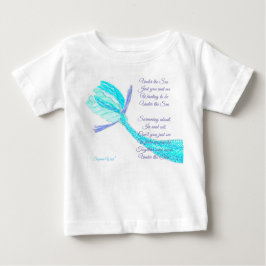 Para Bebê Camiseta cauda de peixe sob o mar com poema