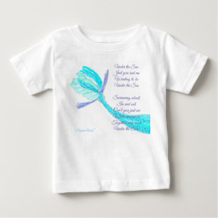 Para Bebê Camiseta cauda de peixe sob o mar com poema
