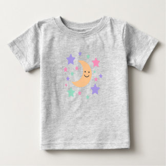 Para Bebê Camiseta Celestial Lua e Estrelas Pastel Fofa